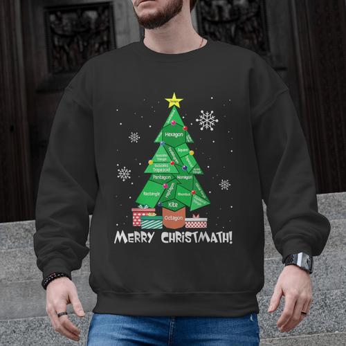 Math Teacher Polygon Christmas Tree Geometry Merry Christmas Men Graphic Sweatshirt - teacherstshirts.com DE
