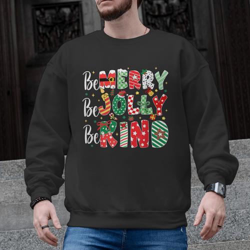 Be Merry Be Jolly Be Kind Merry Christmas Teacher Xmas PJs Men Graphic Sweatshirt - teacherstshirts.com UK
