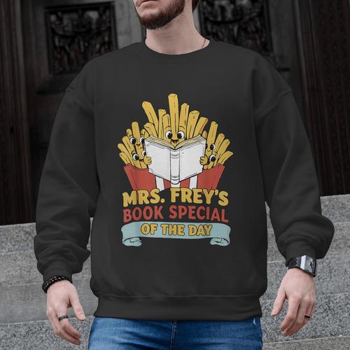 Mrs Frey Book Special Reading Elementary Teacher Men Graphic Sweatshirt - teacherstshirts.com UK