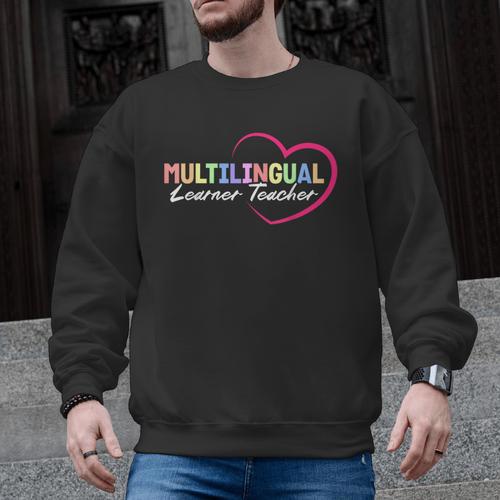 Multilingual Learner Teacher Heart Men Graphic Sweatshirt - teacherstshirts.com
