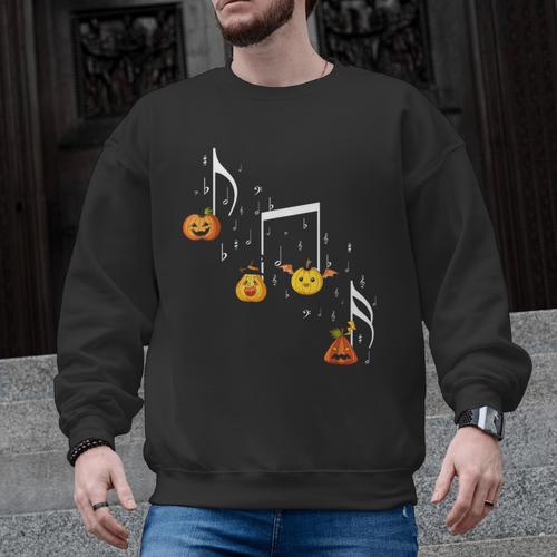 Music Note Pumpkin Fall Music Teacher Halloween Costume Men Graphic Sweatshirt - teacherstshirts.com