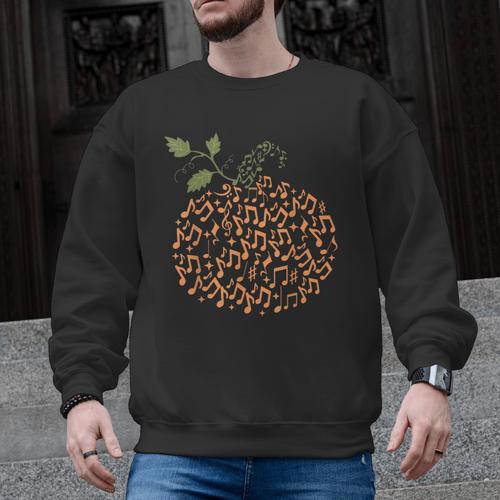 Music Notes Pumpkin Fall Music Teacher Autumn Halloween Men Graphic Sweatshirt - teacherstshirts.com AU