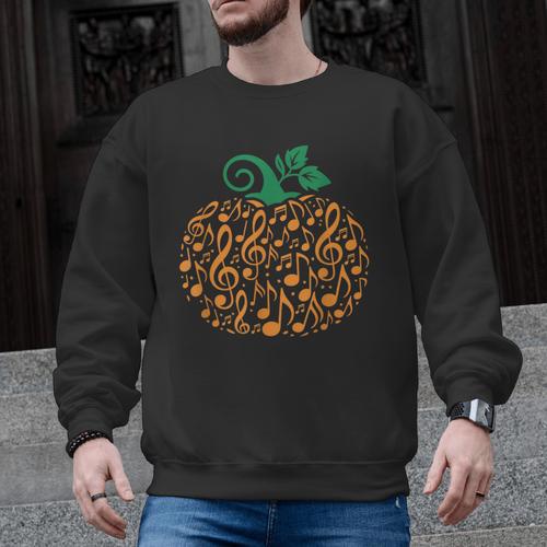 Music Notes Pumpkin Music Teacher Halloween Men Graphic Sweatshirt - teacherstshirts.com DE