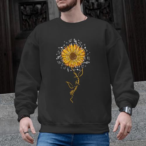 Music Teacher Shirt Sunflower Music Notes Musician Singer Men Graphic Sweatshirt - teacherstshirts.com