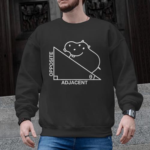 Nerdy Hippotenuse Hypotenuse Hippopotamus Math Teacher Men Graphic Sweatshirt - teacherstshirts.com CA