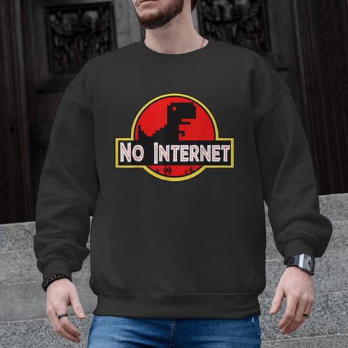 Nerdy No Internet Dinosaur Computer Science Teacher Men Graphic Sweatshirt - teacherstshirts.com DE