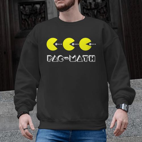 Nerdy Pac-Math Nom Retro Game Precalculus Math Teacher Men Graphic Sweatshirt - teacherstshirts.com