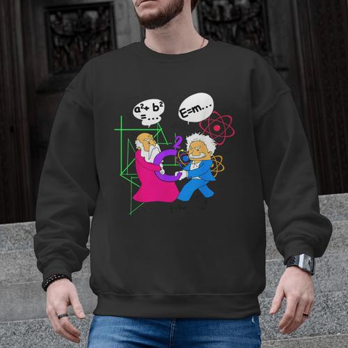 Nerdy Pythagoras Fighting Over C Squared Math Teacher Men Graphic Sweatshirt - teacherstshirts.com CA