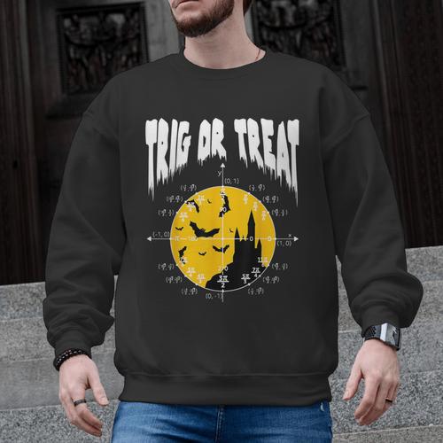 Nerdy Trig Or Treat Halloween Costume Math Teacher Men Graphic Sweatshirt - teacherstshirts.com AU