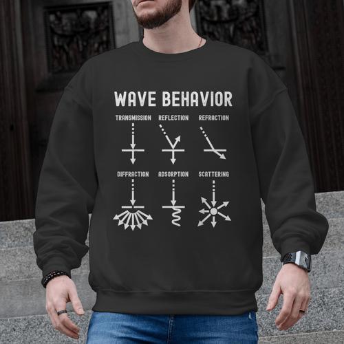 Nerdy Vintage Wave Behavior Physics Science Teacher Geek Men Women Girls Kids Men Graphic Sweatshirt - teacherstshirts.com DE