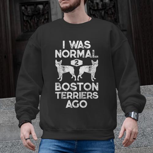 I Was Normal 2 Boston Terriers Ago Dog Lover For Men Women Girls Kids Men Graphic Sweatshirt - Bostonterriersmerch.com