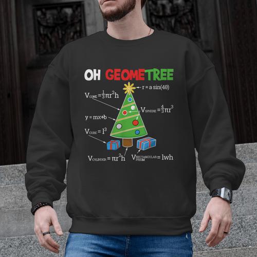 Oh Geometree Christmas Tree Geometry Math Teacher Men Graphic Sweatshirt - teacherstshirts.com