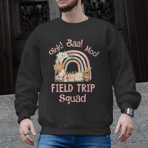 Oink Baa Moo Field Trip Squad Teacher Students Matching Men Graphic Sweatshirt - teacherstshirts.com UK