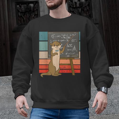 Otter Professor Teacher Teaching Maths Mathematics Men Graphic Sweatshirt - teacherstshirts.com