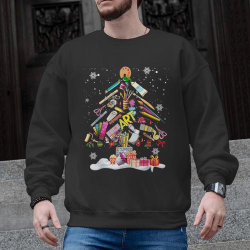 Paintbrush Christmas Tree Decor Xmas For Artist Art Teacher For Men Women Men Graphic Sweatshirt - teacherstshirts.com