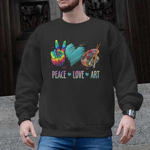 Peace Love Art Painting Palette Art Teacher Men Graphic Sweatshirt - teacherstshirts.com UK