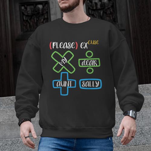 PEMDAS Please Excuse My Dear Aunt Sally Math Teacher Men Graphic Sweatshirt - teacherstshirts.com