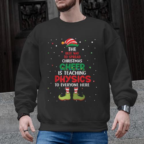 Physics Teacher Christmas Elf Christmas Cheer Men Graphic Sweatshirt - teacherstshirts.com AU