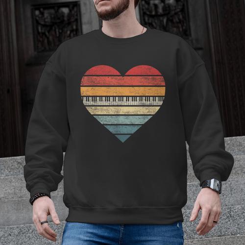 Pianist Retro Sunset Piano Keyboard Player Teacher Men Graphic Sweatshirt - teacherstshirts.com AU