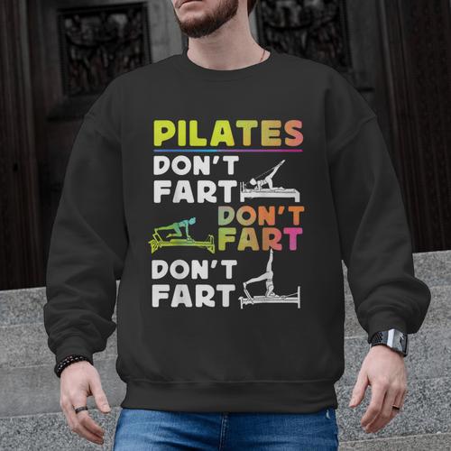 Pilates Instructor Teacher Watercolor Pilates Don't Fart Men Women Kids Men Graphic Sweatshirt - teacherstshirts.com