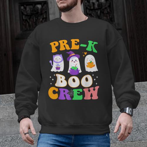 Pre-K Boo Crew Cute Ghost Halloween Costume Teacher Student For Men Women Kids Men Graphic Sweatshirt - teacherstshirts.com