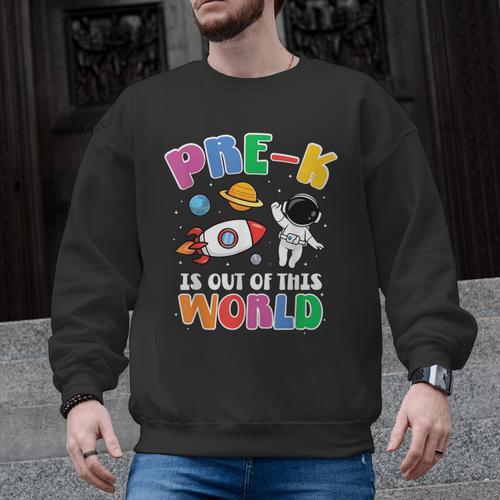 Pre-K Student Teacher Astronaut Space Back To School Men Graphic Sweatshirt - teacherstshirts.com