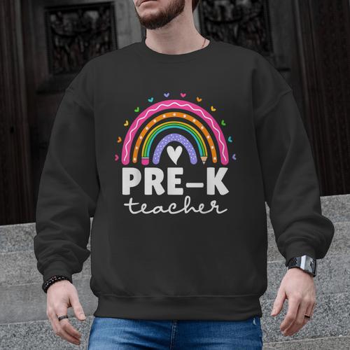 Pre-K Teacher Cute Pre Kindergarten For Teachers Rainbow For Men Women Kids Men Graphic Sweatshirt - teacherstshirts.com CA