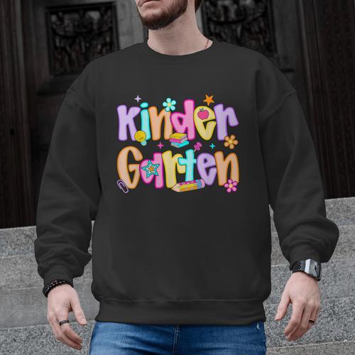Preppy Kindergarten First Day Of School Teachers Girls Boys Men Graphic Sweatshirt - teacherstshirts.com AU