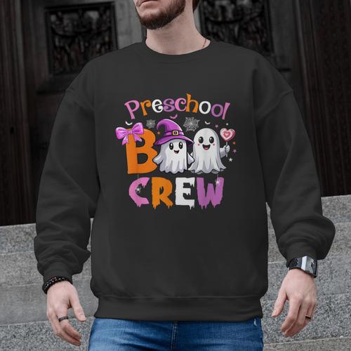 Preschool Boo Crew Preschool Halloween Costume Teacher Kid Men Graphic Sweatshirt - teacherstshirts.com DE