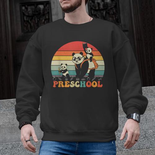 Preschool Panda Back To School Teacher Student Men Graphic Sweatshirt - teacherstshirts.com