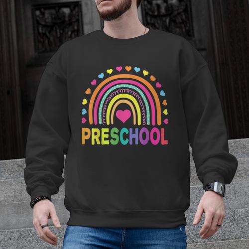 Preschool Rainbow Girls Boys Kids Teacher Back To School Men Graphic Sweatshirt - teacherstshirts.com AU