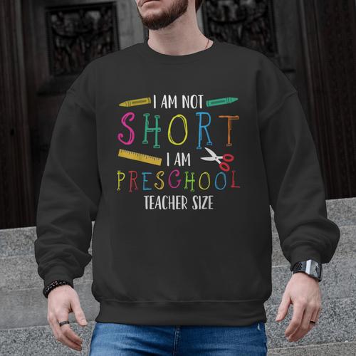 Preschool Teacher Short Pre-K Teacher Men Graphic Sweatshirt - teacherstshirts.com