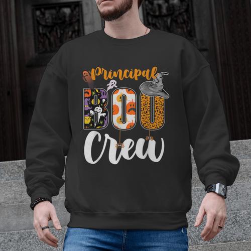 Principal Boo Crew Ghost Halloween Teachers School Matching Men Graphic Sweatshirt - teacherstshirts.com DE