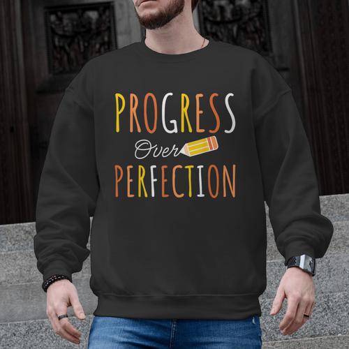Progress Over Perfection Teacher Pencil Back-To-School Men Graphic Sweatshirt - teacherstshirts.com