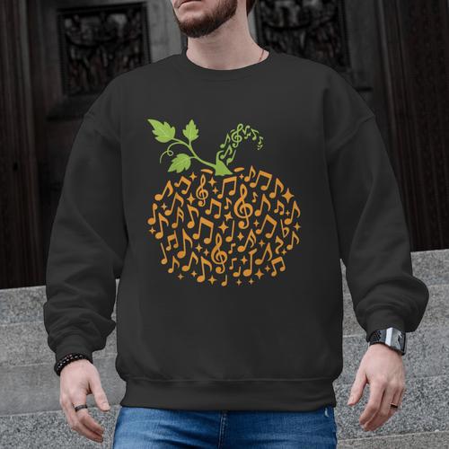 Pumpkin Music Notes Fall Teacher Autumn Halloween Men Graphic Sweatshirt - teacherstshirts.com AU