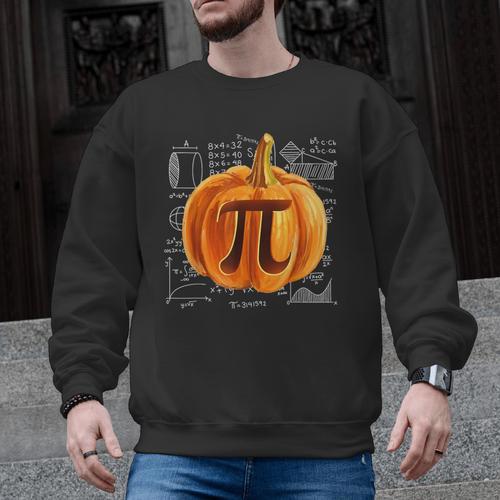 Pumpkin Pie Halloween Thanksgiving Math Teacher Pi Day Men Graphic Sweatshirt - teacherstshirts.com