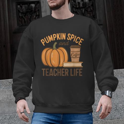 Pumpkin Spice And Teacher Life Halloween Teacher Men Graphic Sweatshirt - teacherstshirts.com DE