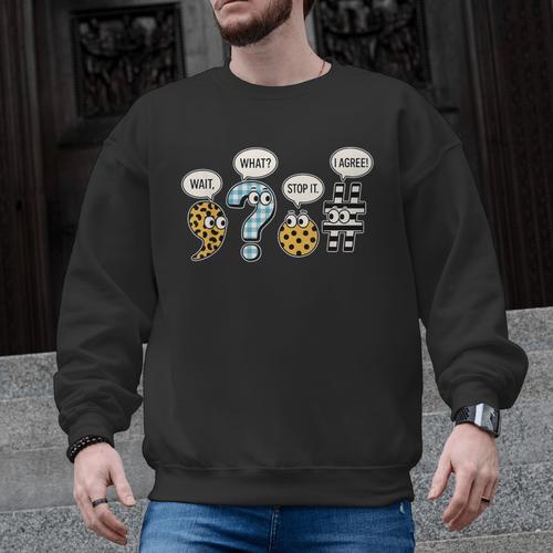 Punctuation English Grammar Teacher Back To School Men Graphic Sweatshirt - teacherstshirts.com AU