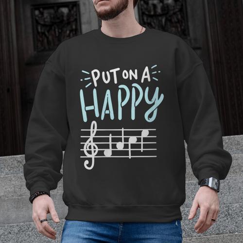 Put On A Happy Face Music Music Teacher Men Graphic Sweatshirt - teacherstshirts.com