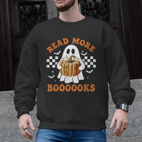 Read More Books Halloween Retro Pumpkin Reading Fall Teacher Men Graphic Sweatshirt - teacherstshirts.com CA