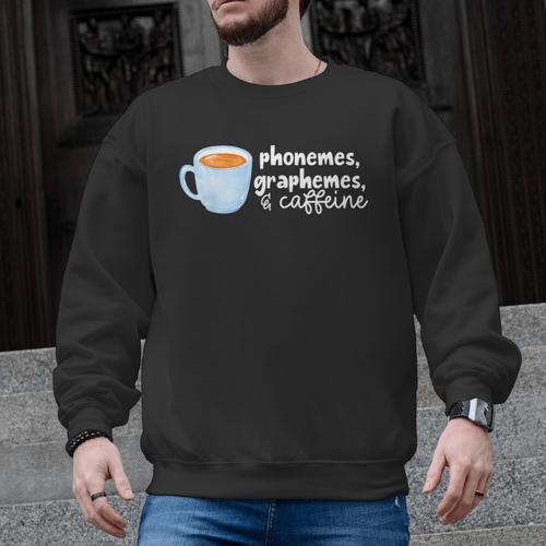 Reading Interventionist Specialist Teacher Phonemes Graphemes And Caffeine Reading Intervention -Adults Classic Fit Short Sleeve Men Graphic Sweatshirt - teacherstshirts.com AU