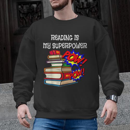 Reading Is My Super Power Superhero Best English Teacher Men Graphic Sweatshirt - teacherstshirts.com CA