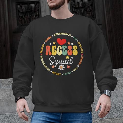 Recess Squad Crew Teachers Students Monitor Back To School Men Graphic Sweatshirt - teacherstshirts.com CA
