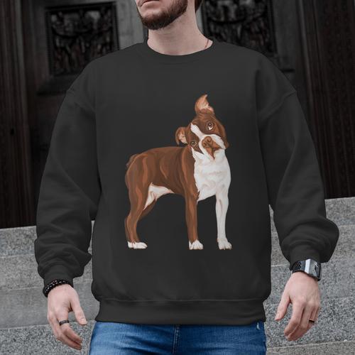 Red Boston Terrier Dog Men Graphic Sweatshirt - Bostonterriersmerch.com