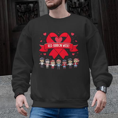 Red Ribbon Week Awareness For Students And Teachers Men Women Girls Kids Men Graphic Sweatshirt - teacherstshirts.com AU