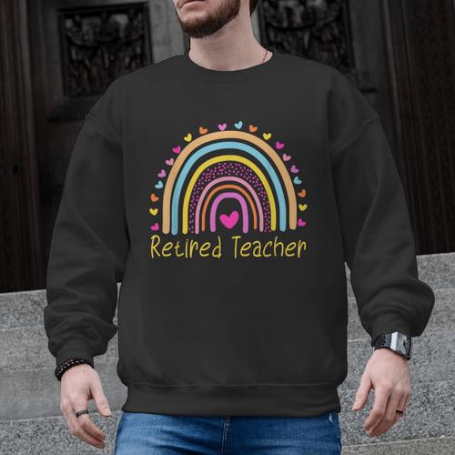 Retired Teacher Rainbow Men Graphic Sweatshirt - teacherstshirts.com AU