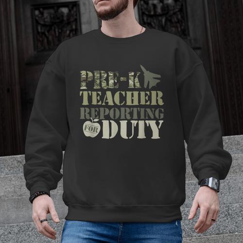 Retro Back To School Women Old Camo Pre-K Teacher Men Graphic Sweatshirt - teacherstshirts.com UK
