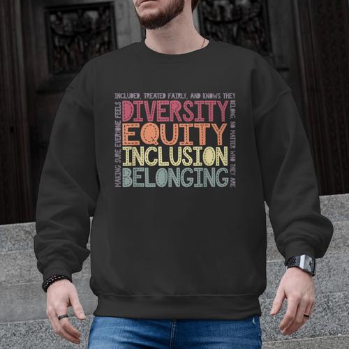 Retro Diversity Equity Inclusion Belonging DEIB Teacher Men Graphic Sweatshirt - teacherstshirts.com