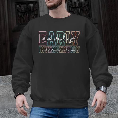 Retro Early Intervention Teacher Intervention Specialist Men Graphic Sweatshirt - teacherstshirts.com