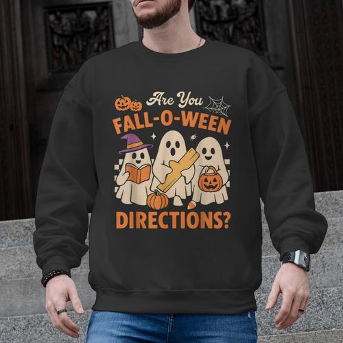 Retro Are You Fall O Ween Directions Ghost Teacher Spooky Men Graphic Sweatshirt - teacherstshirts.com